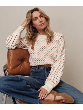 Marine Layer Alma Crewneck Sweater Rainbow Size Medium NWOT $178